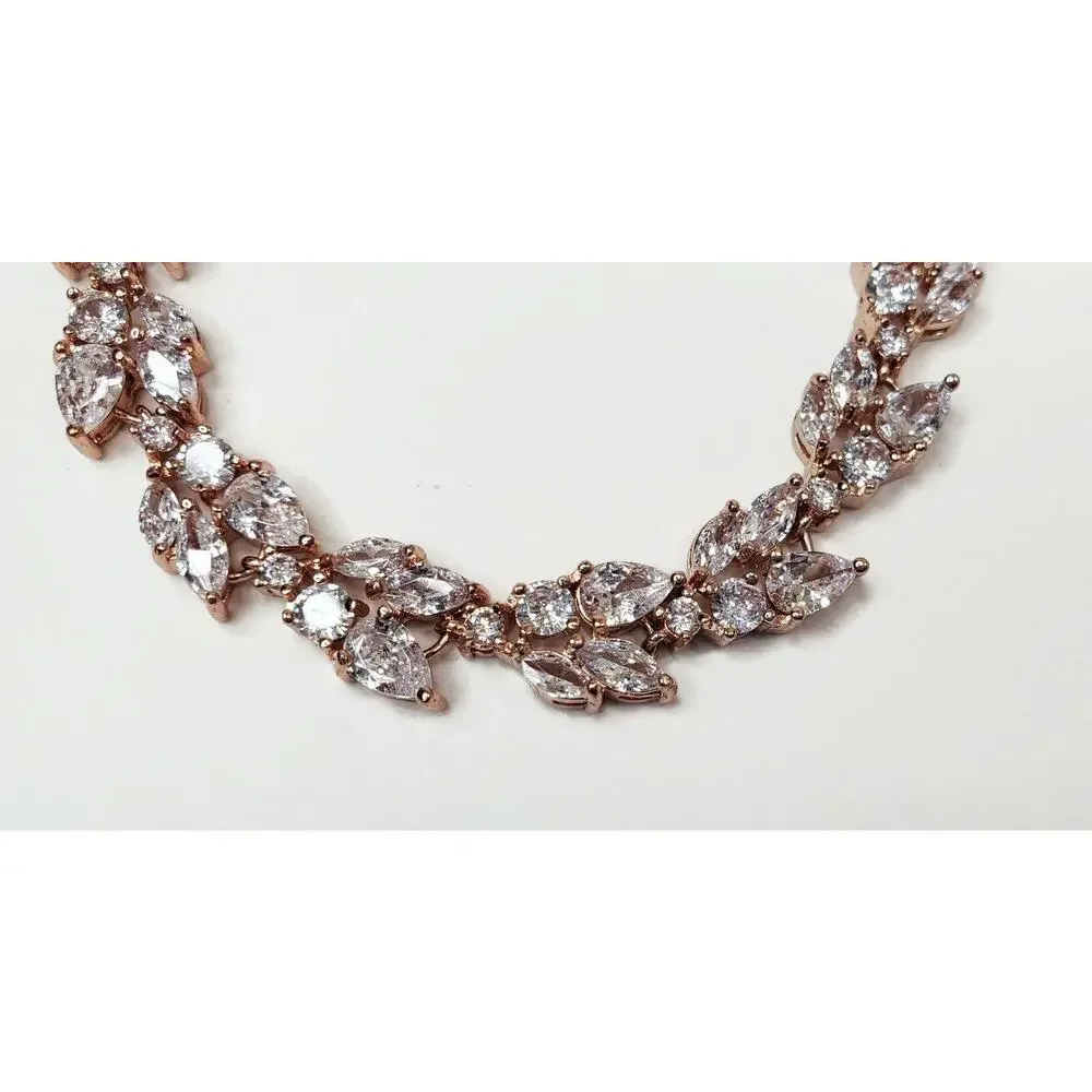 Rose Gold Tone Cubic Zirconia CZ Bracelet 6.25